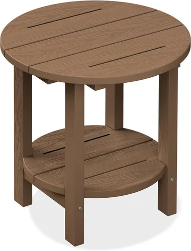 Miniatura 24 de SERWALL Outdoor Round Umbrella Side Table, 3-in-1 Ice Bucket & Side Table & Storage Box, Multi-Functional Use for Porch/Patio/Poolside, Beige