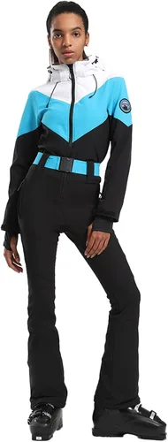 Miniatura 68 de GSOU SNOW Traje de esquí para mujer, traje de nieve delgado de una pieza, chaqueta de nieve, impermeable, resistente al viento, deportes al aire