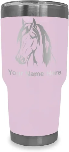 Miniatura 17 de LaserGram Vaso aislado al vacío de 20 onzas, cabeza de caballo 1, grabado personalizado incluido (negro)