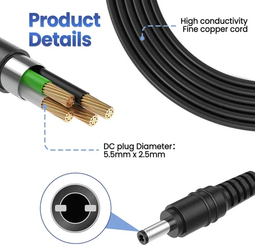 Miniatura 7 de Adaptador de CA Adaptador de corriente de 12V para cargador de luz de lámpara LED de 18G - Cable de fuente de alimentación AC/DC, 3.9 ft negro
