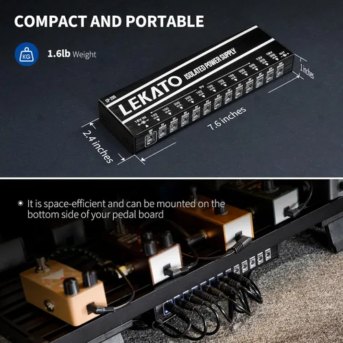 Miniatura 5 de LEKATO Fuente de alimentación para pedal de guitarra, fuente de alimentación aislada de 12 puertos, salida CC 9V/12V/18V, 100mA a 500mA para pedales