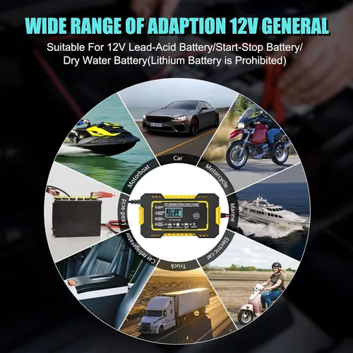 Miniatura 7 de Cargador de batería de coche de 12 V 6 A, cargador inteligente de batería para mantenimiento de batería de 12 voltios automotriz con compensación