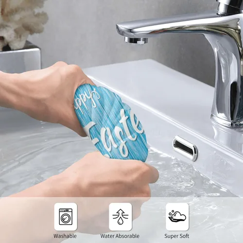Miniatura 6 de Divertidos toallas de mano suaves de conejo de Pascua, toalla de baño, decorativa, multiusos para yoga, baño, hotel, gimnasio, 12 x 27.5 pulgadas
