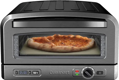 Cuisinart Horno de pizza de interior - Hornea pizzas de 12 pulgadas en minutos - Horno portátil para pizza de encimera - Acero inoxidable -