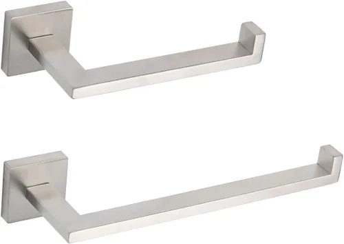 GERZWY Juego de accesorios de baño de 2 piezas de acero inoxidable contemporáneo montado en la pared - Soporte para papel higiénico con anillo de