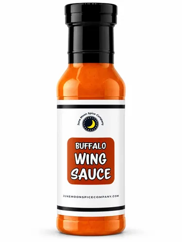Salsa de ala de búfalo de alta calidad, sin colesterol, fabricada en pequeños lotes con ingredientes frescos de granja para un sabor y ralladura de