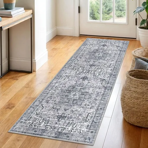 Miniatura 18 de SIILOOM Alfombra lavable de 2 x 3 pies, alfombra suave color taupe ceniza para entrada, tapete antideslizante para puerta de interior, tapete