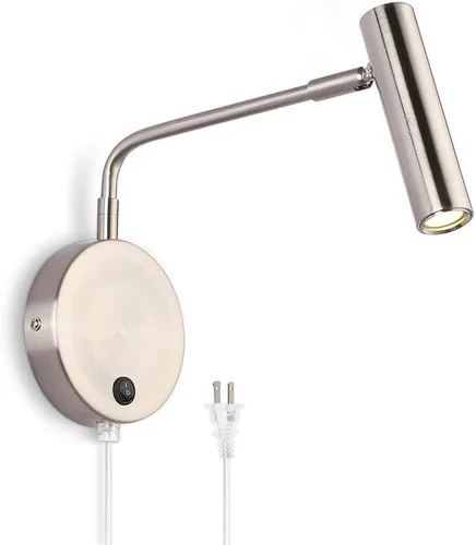 Miniatura 10 de Joossnwell Luces de pared con cable de enchufe, lámparas de pared industriales para dormitorio con interruptor de encendido y apagado, blanco