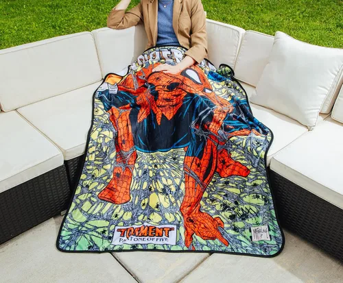 Miniatura 4 de Manta de forro polar con estampado gráfico digital oficialmente licenciado de Marvel Spider-Man de los 90, cubierta Torment, 114,3 cm x 152,4 cm