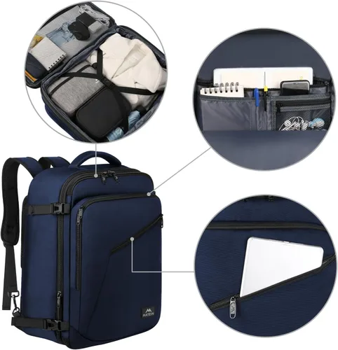 Miniatura 26 de MATEIN - Mochila de viaje extragrande de 10.56 galones, mochila de viaje ampliable apta para aerolíneas, para viajeros de fin de semana, hombres