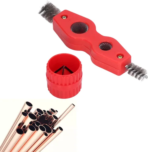 Miniatura 7 de Juego de limpiador y escariador de tuberías de cobre, cepillo de desbarbado 4 en 1 para soldadura de plomeros, incluye 2 limpiadores de tuberías