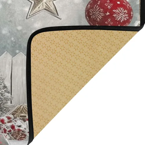 Miniatura 6 de Alfombra de cocina de madera con copos de nieve de gnomo, antifatiga, campanilla de Navidad, luz de estrella, tapete decorativo de cocina, Gnomo