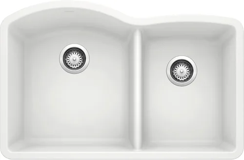 Miniatura 10 de BLANCO, Anthracite 440179 DIAMOND SILGRANIT 60/40 - Fregadero de cocina con doble cuenco con división baja, 32 x 21 pulgadas Antracita
