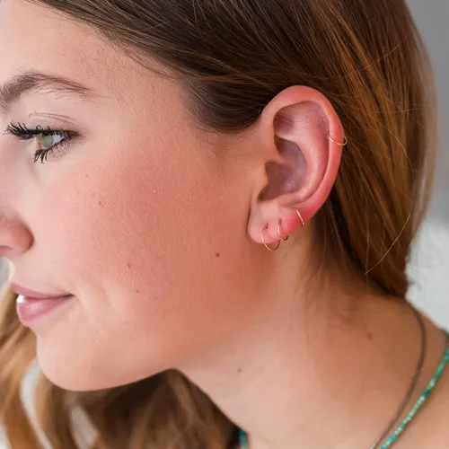 Miniatura 3 de Aretes de aro pequeños de plata de ley. Aretes de aro pequeños de plata de ley 925 maciza de calibre 24 de 0.472 in y media pulgada