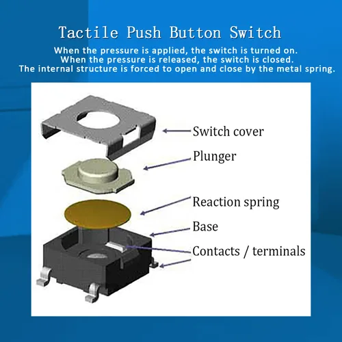 Miniatura 6 de 250pcs 25 valores Interruptor táctil de botón SMD Micro Momentary Tact Switch Surtido Kit