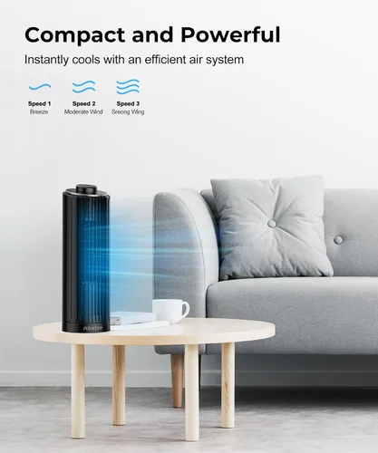 Miniatura 2 de Abolee Ventilador de torre, ventilador de escritorio de 23 pies/s, ventilador de mesa oscilante de 70° para dormitorio, ventilador de mesa de pie