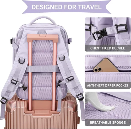 Miniatura 6 de WONHOX Mochila de Viaje Grande Equipaje de Mano Aprobada para Vuelo Mochila de Trabajo y Negocios para Portátil para Mujeres y Hombres Mochila