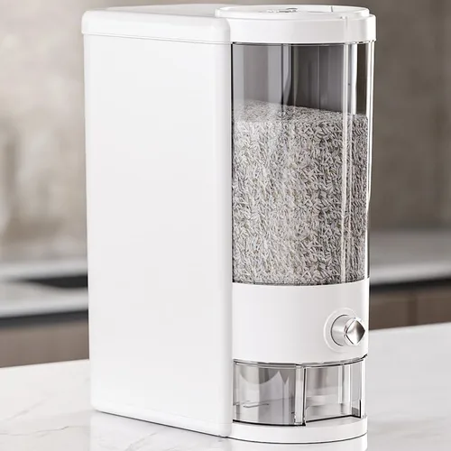 Miniatura 10 de Recipiente de arroz de 12 libras con taza medidora, caja fresca incorporada, dispensador de cereales con tapas para el hogar, cocina, despensa