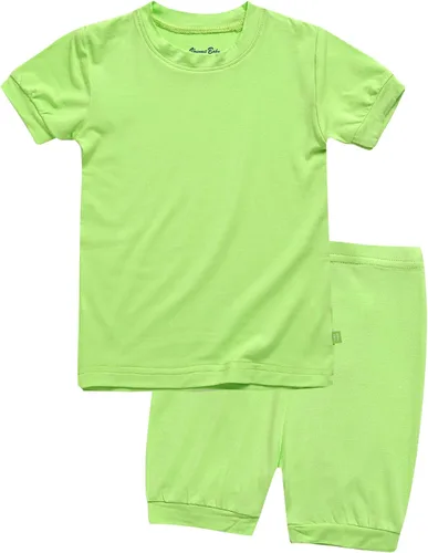 VAENAIT BABY - Pijama de viscosa para niñas y niños pequeños, 2 piezas, camiseta y shorts, tela fresca, drapeada y suave para verano