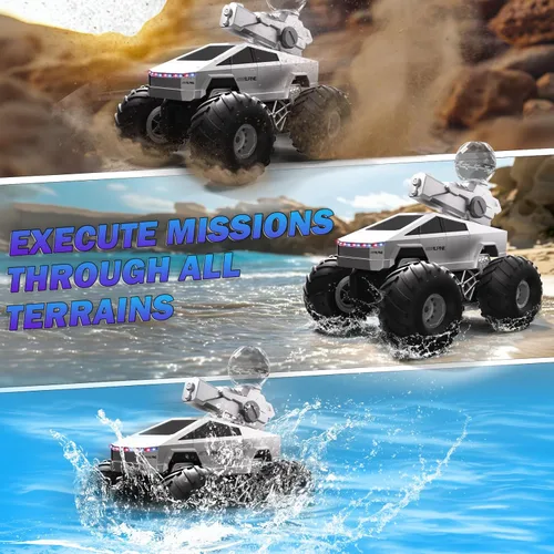 Miniatura 4 de Auto de control remoto anfibio, camión monstruo 1:16, juguetes para niños a control remoto, camiones RC impermeables de 2.4 GHz, auto RC todoterreno