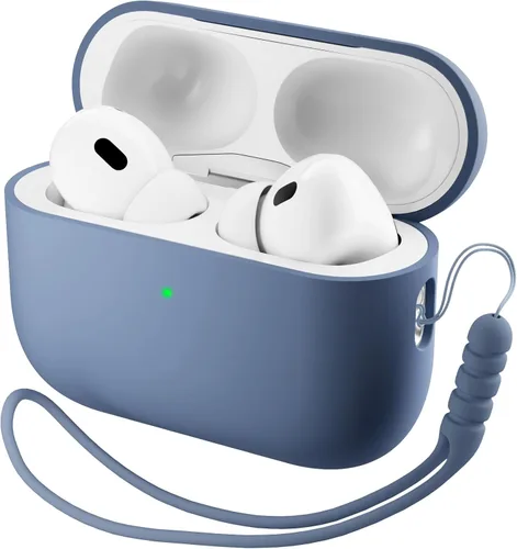 Miniatura 13 de ORNARTO Funda compatible con AirPods Pro 3 2025, silicona híbrida protectora completa para AirPods Pro de 3ª generación, cubierta frontal LED Azul