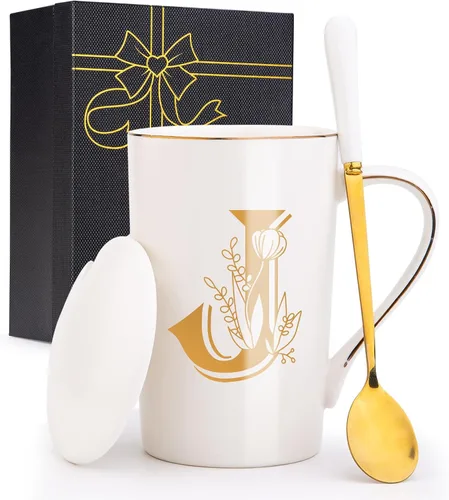 Miniatura 15 de Tazas personalizadas con iniciales en letra A con flores, taza de café personalizada con letra A, tazas personalizadas con letras geniales