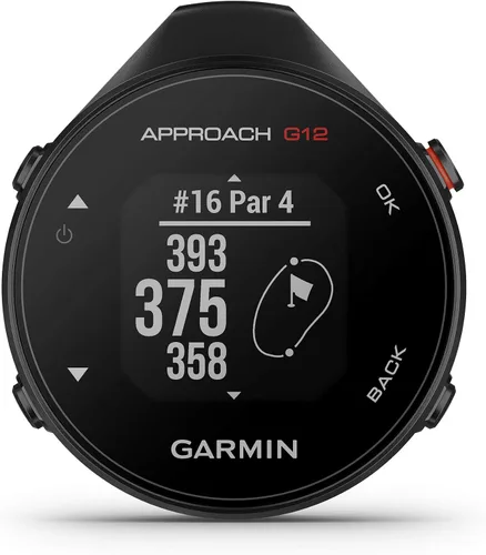 Garmin Approach G12, GPS de golf con clip y telémetro, más de 42,000 campos precargados, 010-02555-00