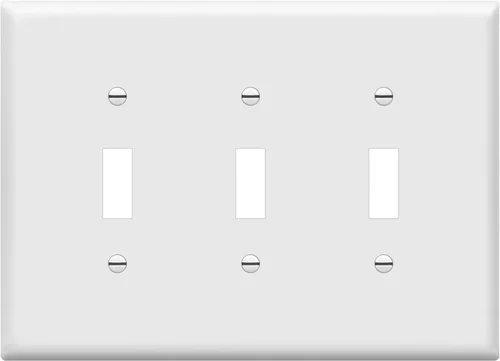 Miniatura 19 de ENERLITES Placa de interruptor triple para pared, placa para interruptor de palanca, acabado brillante, tamaño estándar de 3 posiciones 4.50" x Gris