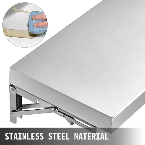 Miniatura 4 de Happybuy Estante de concesión de 70.8 pulgadas de largo x 11.4 pulgadas de ancho con marco de acero inoxidable y tablero de superficie para ventana