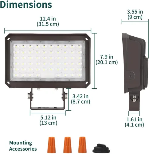 Miniatura 6 de kadision Luz de inundación LED de 150 W con fotocélula del anochecer al amanecer, 150 W/100 W/75 W ajustable 130 lm/W 5000 K, luz diurna 100-277 V