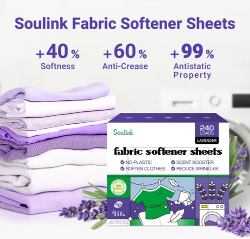 Miniatura 3 de Soulink Hojas suavizantes de tela para lavadora, tiras de jabón sin jarra de plástico, alternativa al líquido suavizante de telas y vainas, aroma a