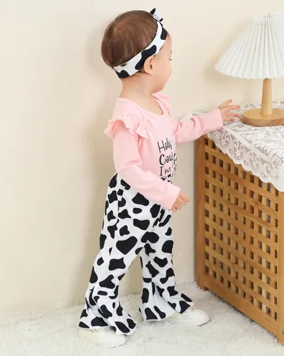 Miniatura 7 de Renotemy Conjunto de ropa para bebé recién nacida, mameluco con volantes, pantalones florales, lindo conjunto de ropa para bebé niña