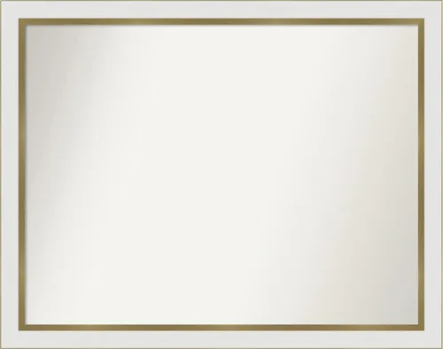 Miniatura 402 de Amanti Art Espejo de baño blanco para sobre el fregadero, 30 x 35 pulgadas, espejo de tocador rectangular estrecho de Eva de oro blanco, marco