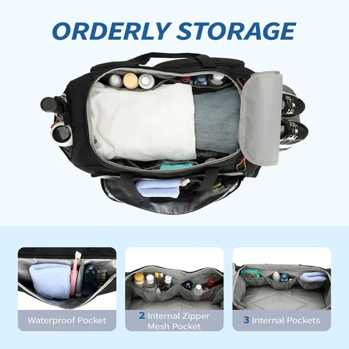 Miniatura 4 de Searock Bolsa de gimnasio de 40 L para hombres, mochila 3 en 1 para viajes, bolsas deportivas para gimnasio, campamento, bolsa de fin de semana