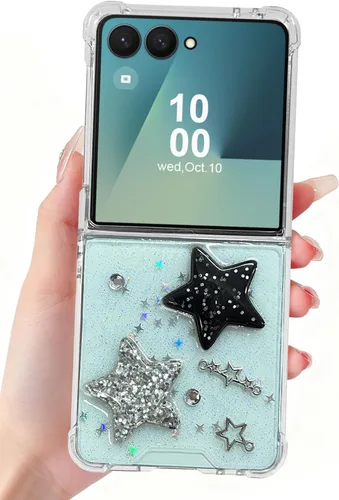 Miniatura 34 de Funda para Samsung Galaxy Z Flip 3 con purpurina, bonita funda transparente con diseño, brillante, reflectante, con destellos, cubierta de teléfono