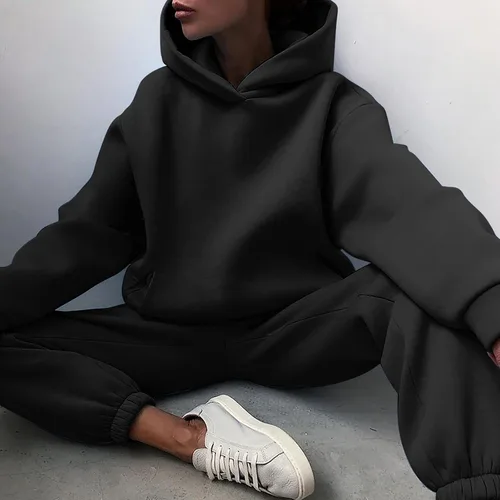 Miniatura 3 de Conjunto deportivo de 2 piezas para mujer, sudadera de manga larga, sudadera con capucha y pantalones largos
