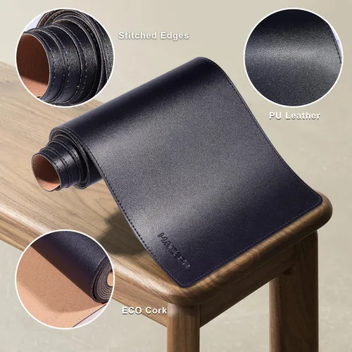 Miniatura 5 de MAIDERN Cubierta de mesa estrecha de 39.4" x 7.9", tapete reversible de cuero y corcho para mesa consola, protector de mesa largo y delgado
