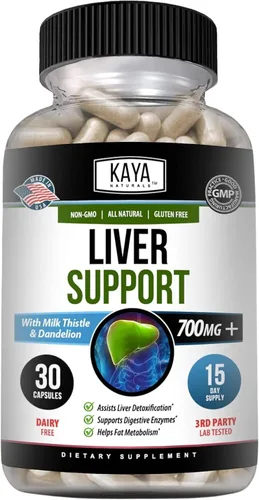 Kaya Naturals Liver Cleanse Detox & Repair - Suplemento de cardo mariano - Desintoxicación hepática para mujeres y hombres - Extracto de alcachofa y
