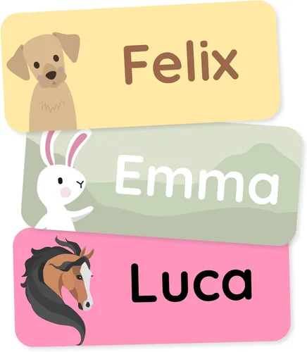Miniatura 12 de Etiquetas de nombre personalizadas para niños (60) – Adhesivos personalizados impermeables y duraderos para ropa, guardería, oficina y suministros