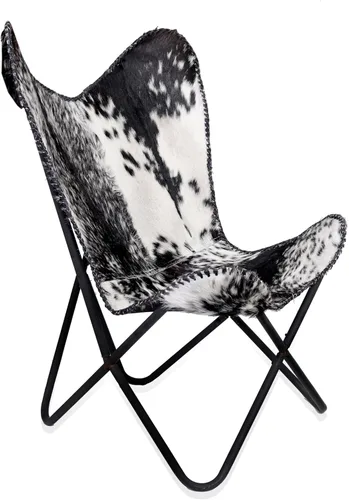 Miniatura 10 de cuero Silla de mariposa de cuero hecha a mano para sala de estar, silla de cuero cosido a mano mariposa (blanco bronceado)