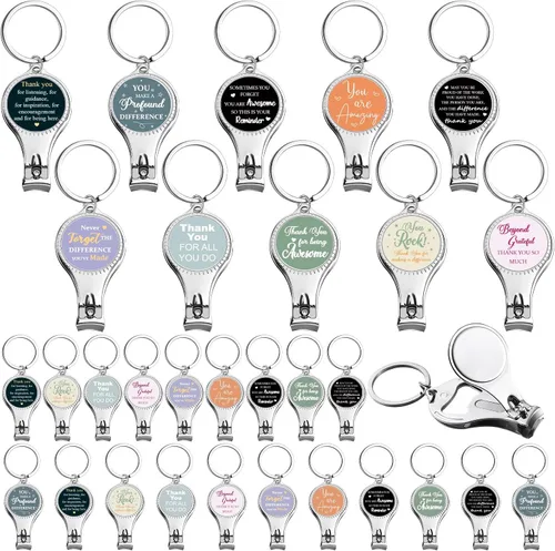 Roshtia 30 piezas de llavero abridor de botellas inspirador cortauñas con citas motivacionales para agradecimiento, regalo de agradecimiento