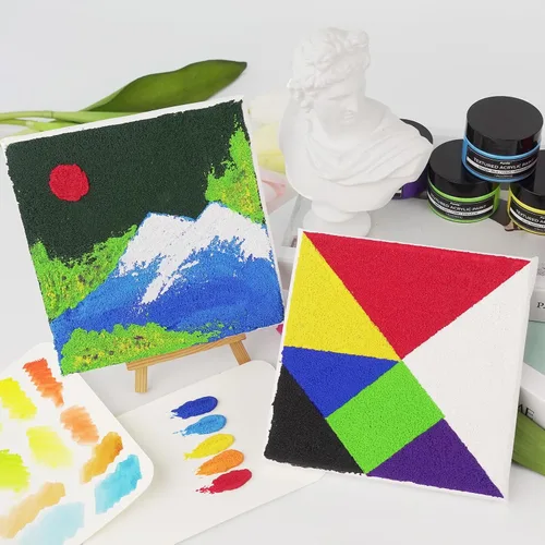 Miniatura 7 de Funto Juego de pintura acrílica texturizada, 12 colores, kit completo de pintura con herramientas y lienzos, kit de suministros de pintura