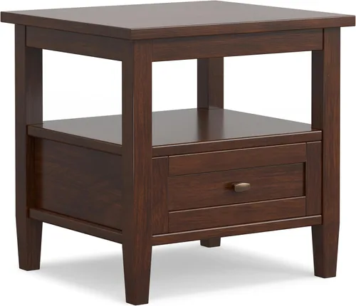 Miniatura 14 de SIMPLIHOME Warm Shaker - Mesa auxiliar de madera maciza de 20 pulgadas de ancho x 20 pulgadas de alto, color marrón carbón envejecido, mesa