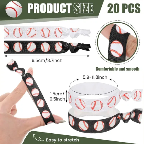 Miniatura 2 de Hanaive 20 ligas elásticas para el pelo de béisbol, pulseras sin arrugas, accesorios para mujeres