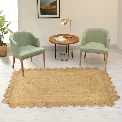 Miniatura 13 de GRUHUM Alfombra rectangular de yute de fibra natural, tejida a mano, estilo bohemio, reversible, respetuosa con el medio ambiente, trenzada, suave