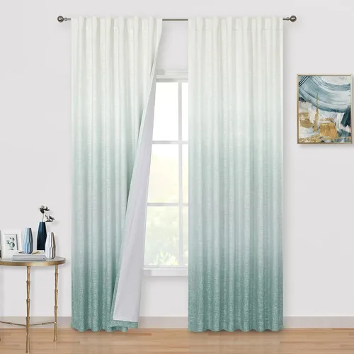 Vision Home Cortinas opacas de color azul aguamarina, cortinas opacas de dos tonos para oscurecer la habitación, cortinas para sala de estar,