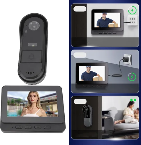 Miniatura 7 de Tangxi Sistema de timbre de video, timbre de video HD 1080P para apartamento en casa, intercomunicador IP65 de 2 vías, visión nocturna, pantalla a
