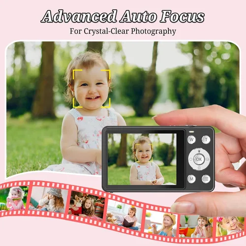 Miniatura 5 de Cámara digital FHD 1080P para niños, 48MP apunta y dispara, con una tarjeta de 64 GB, zoom 16X, antivibraciones, cámara pequeña compacta para niños