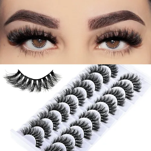Miniatura 19 de FARRED Pestañas postizas Wispy, pestañas postizas esponjosas 10 pares, pestañas de muñeco de visón, pestañas Wispy, aspecto natural