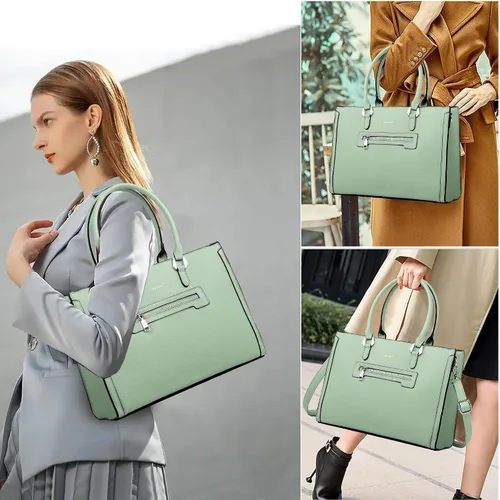 Miniatura 2 de TANTOMI Structured Satchel Purses for Women, Medium Vegan Leather Top Handle Handbag with Pockets, Classy Work Bag for Ladies